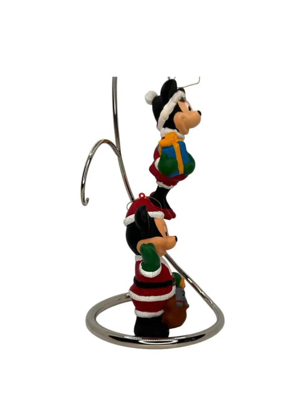 Disney Minnie & Mickey Mouse Christmas Ornaments Set Of 2 Santa Holiday Decor